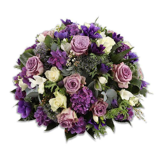 Rouwbiedemeijer in paarse en lila tinten Rouwarrangementen Bloemenpaleis Verhagen Rouwarrangement € 37.50 