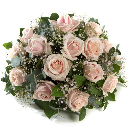 Rouwbiedemeijer roze rozen met gips Rouwarrangementen Bloemenpaleis Verhagen Standaard € 57.50 